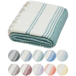 DEMMEX Bio-Baumwolle Hamamtuch 90x180 cm groß | Diamond Weave Pestemal | 100% Türkische Baumwolle Saunahandtuch | Leichtes Strandtuch&Badetuch | Saugstark, Schnelltrocknend & Platzsparend, Salbeigrün