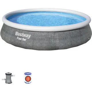 BESTWAY Fast Set Rattan 396 x 84 cm inkl. Filterpumpe