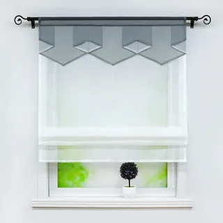 Joyswahl Voile Raffrollo Modernes Bändchenrollo mit farbigem Abschluss »Anita« Wohnzimmer transparent Gardinenschal mit Tunnelzug BxH 140x140cm Grau 1er Pack
