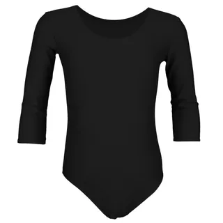 Turnanzug AQUARTI "Body Mädchen Body 3/4 Arm", Kinder, Gr. 152, schwarz, Obermaterial: 96% Baumwolle CO. 4% Elasthan EL., Sportanzüge Turnanzug