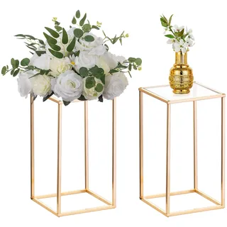 NUPTIO Gold Metall Blumenständer Vase: 40cm Hoch, mit Acrylplatte