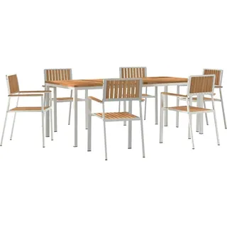 Outdoortisch-Set 7 pcs Braun Massivholz Teak - Braun