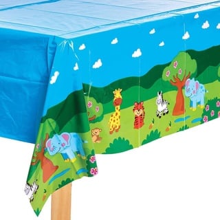 Baker Ross FX104 Abwischbare Dschungel Tier Tischdecke - 1 Stück, Partytischdecke für den Kindergeburtstag