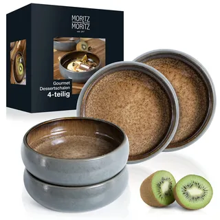 Moritz & Moritz 4x Kleine Schalen - 300ml - Steingut- Dipschalen aus Steingut für Dessert, Snack, Suppe, Salat, EIS, Tapas und Antipasti - Serie Solid
