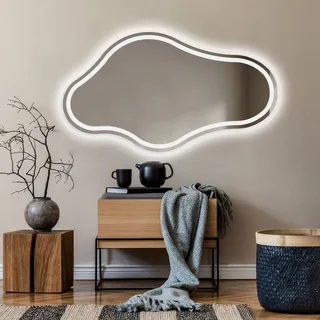 Unregelmäßiger asymmetrischer Spiegel mit LED Beleuchtung 174x94 cm - mit LED Beleuchtung - LED Farbe Kaltweiß 7000K - Individuell Nach Maß - Beleuchtet Wandspiegel Lichtspiegel Badezimmerspiegel CHM223 - Transparent