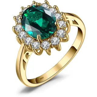 JewelryPalace Prinzessin Diana Kate Middleton Edelstein Smaragd Ringe Gold, Verlobungsring Eheringe Promise Verlobung Ring Silber 925 Damen, Silberringe Damenring Antragsring Ringe, Damen Schmuck 48