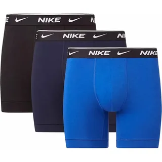 NIKE Herren Boxer Shorts, 3er Pack - Boxers, Baumwolle Stretch, einfarbig Blau/Schwarz L