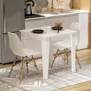 HOMIDEA Loren Esstisch Küchentisch Balkontisch für 2 Personen 72 x 72 cm Modernes Design (Weiß)