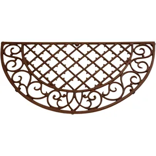 Dragimex Esschert Design Schmutzfangmatte, Fußmatte mit Motiv Rauten aus Gusseisen, halbrund, ca. 68 cm x 35 cm