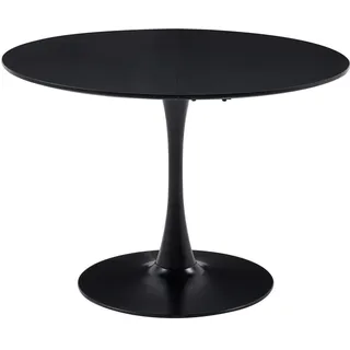 GrandCA HOME 110 cm Runder Esstisch Schwarz,Großer Tisch für 6-8 Personen,MDF Tischplatte mit stabilen Eisenbeinen,Passend für Küche, Wohnzimmer, Esszimmer, Café (Schwarz)