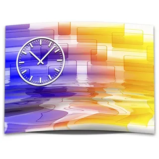 Wanduhr XXL 3D Optik Dixtime modern gelb lila 50x70 cm leises Uhrwerk GR-032 - Bunt