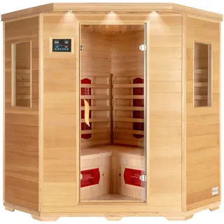 Home Deluxe – Infrarotkabine REDSUN XXL –150 x 150 x 190 cm - für 2-4 Person, 8 Keramikstrahler, Holz: Hemlocktanne I Infrarotsauna, Sauna, Wärmekabine, Infrarot