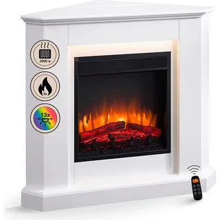 Elektrokamin Standkamin BALDERIA Candela – Heizung bis 2000 W, weiss - Weiß