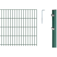 Alberts 671662 Doppelstabmattenzaun als 12 tlg. Zaun-Komplettset | verschiedene Längen und Höhen | kunststoffbeschichtet, grün | Höhe 183 cm | Länge 12,5 m