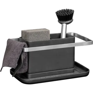 Küchenorganizer-Set "STELLA", schwarz, B:20cm H:10cm L:11,5cm T:11,5cm, Edelstahl, Kunststoff, SCHÖNER WOHNEN-KOLLEKTION, Küchenhelfer-Sets, Küchenorganizer-Set, Spülorganizer mit abnehmbarem Abtropfbehälter