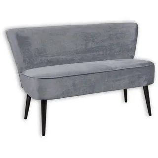 Stella Trading LORD Esszimmerbank mit Rückenlehne, Massivholz Füßen & Microvelours Bezug, Grau - Bequeme 2-Sitzer Sitzbank mit gefedertem Sitz - 140 x 83 x 75 cm (B/H/T)
