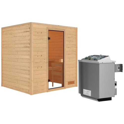 Bild von Sauna Anja Fronteinstieg, 9 kW Saunaofen mit Steuerung für 3 Personen - beige