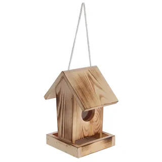 Kerbl Hobbyfarming 87035 Vogelfutterhaus Gindelalm, Aus Holz, 18x14x22,5 cm | Füllmenge 0,7 l, Farbe natur, mit Kordel, aufklappbares Dach, Vogelhaus, Futterhaus, Modell 87035