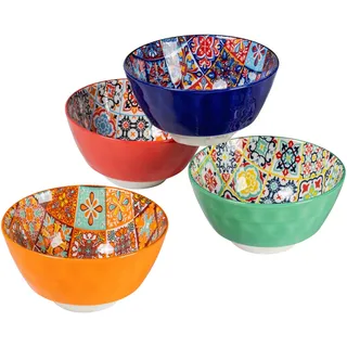 Müslischalen Bunt, Suppenschalen Pastaschalen Porzellan für 4 Personen - 380ml,Salatschüssel Schalen Set für Ramen, Dessert, Suppen, Müsli, Pasta