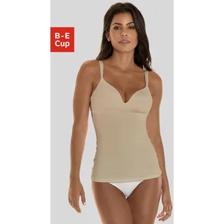 Schalen-BH-Hemd NUANCE BY LASCANA, Damen, Gr. 85, Cup E, braun (caramel), Microtouch, Obermaterial: 63% Polyamid, 30% Elasthan, 7% Polyester, BHs Schalen-BH-Hemd, ohne Bügel mit 2 Tragevarianten