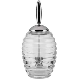 Alessi TW01 Honey Pot Honigspender aus Kristallglas mit Deckel, Edelstahl