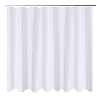 N&Y Home Duschvorhang aus Stoff, 243,8 x 198,1 cm, XL-Größe, Hotelqualität, waschbar, wasserabweisend, weiße Badezimmer-Vorhänge mit Ösen, 96 x 78 cm