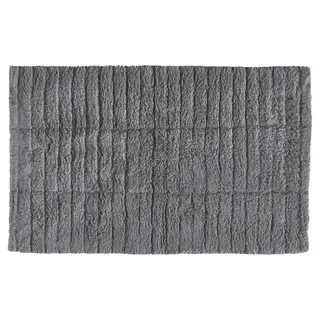 Zone Denmark Tiles Badematte, Badteppich rutschfest, Duschvorleger fürs Badezimmer aus 100% Baumwolle, Waschbar, 80 x 50 cm, Grau