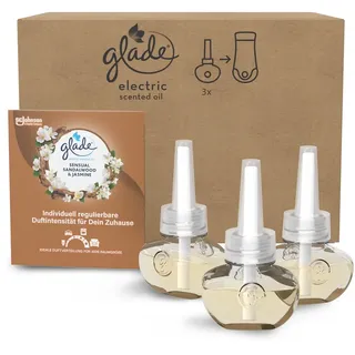 Glade (Brise) Electric Scented Oil Nachfüller, elektrischer Raumduft mit Duftöl, Sensual Sandalwood & Jasmine, 3er Pack (3 x 20 ml)