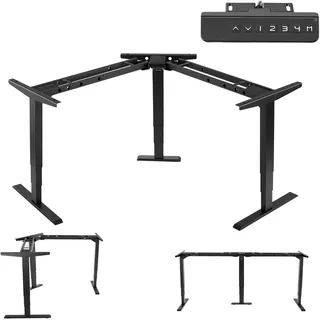 Vevor Höhenverstellbarer Schreibtisch Gestell L-Form 125 kg 3 Motoren Schwarz