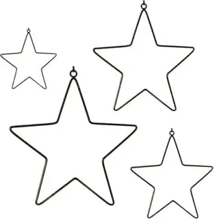 Metall Sterne zum aufhängen - 4er Set - Farbe: schwarz - Schwarz