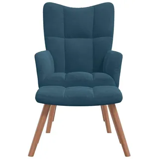 vidaXL Relaxsessel mit Hocker Samt 61,5 x 95,5 x 69 cm Blau