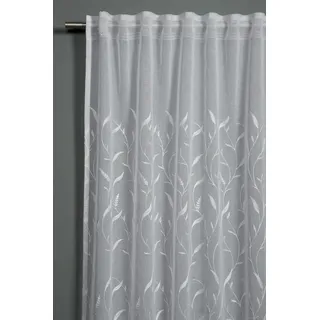 Sehlbach "Schal Dolly-Voile Ranke, weiß, B:140cm H:245cm, Polyester, Gardinen, Gardine, mit Gardinenband und verdeckten Schlaufen