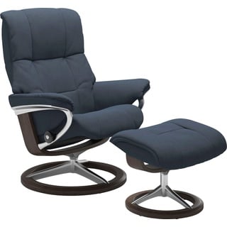 Stressless® Relaxsessel »Mayfair«, (Set, Relaxsessel mit Hocker), mit Hocker, mit Signature Base, Größe S, M & L, Gestell Wenge, blau