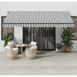 Möbel Markise Manuell Anthrazit und Weiß 450x350 cm - Markisenstoff 3215812 - Grau