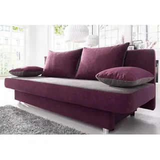 COLLECTION AB Schlafsofa »P-Ulla«, inkl. Bettfunktion, Bettkasten und Zierkissen, lila