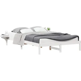 vidaXL Bettgestell mit Nachttischen Weiß 140 x 220 cm - Weiß