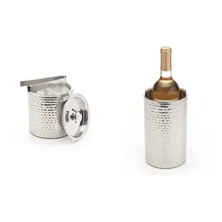 BarCraft BCICEBUCHAM Eiseimer, keine Angabe & BCWCOOLHAM Weinkühler, Gehämmerter Edelstahl