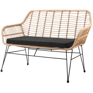 SalesFever Sitzbank Rattanoptik Schwarz 120 x 85 x 69 cm