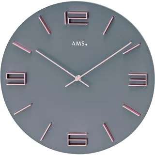 AMS Wanduhr 40,00 cm 9590 grau/rosa