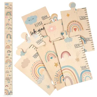Otuuz Messlatte Kinder Holz Messlatte für Baby Dekoration für Kinderzimmer Taufgeschenke Maßtabelle für Kinder aus Holz Geschenk zur Geburt Hurra Ich Wachse, 50-180 cm(Regenbogen)