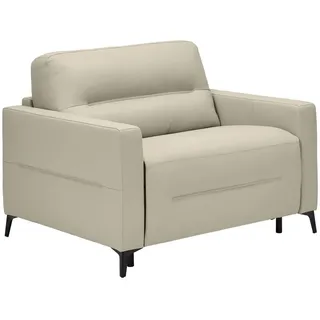Novel Schlafsessel , Beige , Metall , Echtleder , Rindleder , Uni , 115x89x97 cm , Liegefunktion , Wohnzimmer, Sofas & Couches, Schlafsofas, Schlafsessel