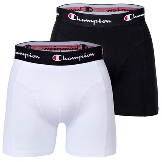 Champion Herren Boxershorts, 2er Pack - Baumwolle, Logobund, einfarbig