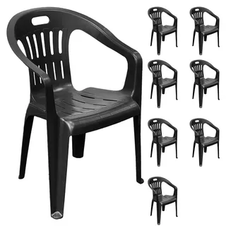 8er Stapelstuhl Bistrostuhl Gartenstuhl MOJAWO Anthrazit Kunststoff - Grau