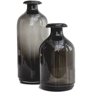 Cutfouwe Schwarze Glasvase 2er Set für Home Decor, Blumenvase für Tischdeko | Moderne Handgefertigte Dekorative Vase für Küche Esszimmer Wohnzimmer Badezimmer Geschenke Festtagen,Großen Kleinen Vase Set