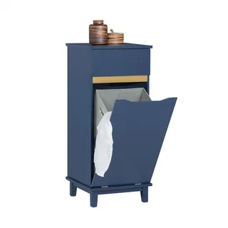 SoBuy Wäscheschrank Wäschesammler Wäschekorb Badschrank Blau - Blau