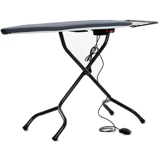 Lelit PA173 Bügelbrett mit beheizter Oberfläche und schmaler Spitze, Gebläsefunktion mit Kontrollpedal, Metall, Schwarz 123x38 cm