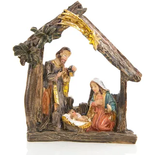 Kleine Krippe: Tischkrippe, Deko Weihnachten, Weihnachtskrippe, Weihnachtsfiguren zum Hinstellen, Krippenfiguren Innen, Weihnachtsdeko Figuren, Heilige Familie Klein, Dekofigur, 9 x 8,5 cm