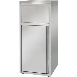 Edelstahl-Mülleimer / Müllbox, Mit Einwurfklappe, 60 Liter, 500 X 530 X 1200 Mm