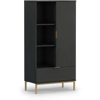 FURNIX Highboard MALAGAS R70 Kommode Schublade Tür Portlandesche Schwarz