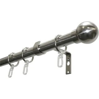 GARDINIA Vorhangstange Kugel 1-läufig Ø 19 mm 220 cm Edelstahl-Optik